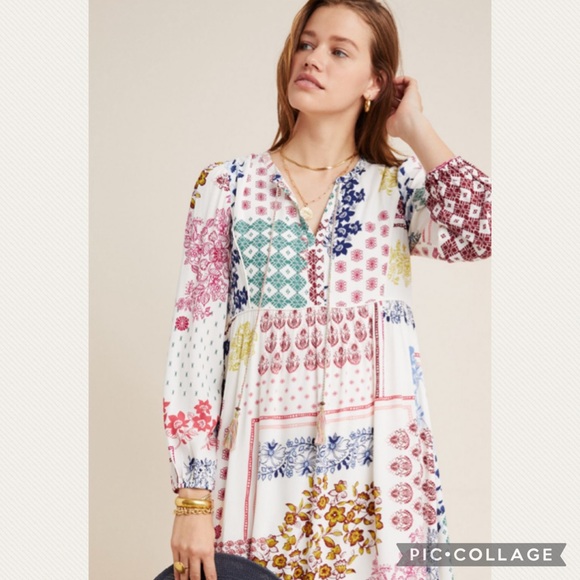 :Price Firm: Anthropologie Daniel Rainn Westerly Patchwork Midi Dress - Picture 4 of 10